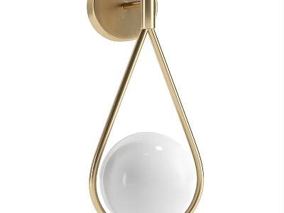 Modern Minimalist Wall Lamp With Golden Metal Frame And White Spherical Shade 3d model