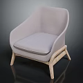 Modern Light Gray Fabric Armchair With Wooden Legs And Minimalist Design