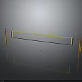 High Quality Badminton Net With Yellow Frame Support Posts And Shuttlecock