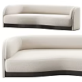 Modern Beige Curved Sectional Sofa With Black Base And Soft Fabric Design 3d model