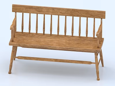 Wooden Leisure Chair with Slatted Backrest and Armrests Sturdy Design for Relaxation 3d model