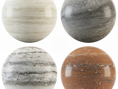 Spherical Marble Components With Different Textured Surfaces And Color Variations 3d model