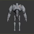 Humanoid Robot Character With White Gray Mechanical Exoskeleton And Red Circular Emblem 3d model