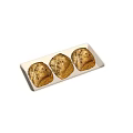 Three Fresh Golden Bread Loaves on White Tray With Crunchy Toppings