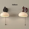 Poliform Wall Mounted Lamps With Dark Colored Base White Shade And Pull Chain Switch 3d model