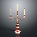 Copper Candelabra With Three Candle Holders Ornate Base And Curved Arms