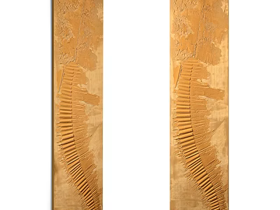 Wooden Decorative Partition With Carved Textured Design For Modern Home Interior 3d model