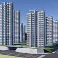 Modern Residential Complex 3D Rendering With High Rise Buildings Green Spaces And Road Layout