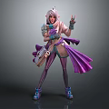 Game and Movie Character With Silver Hair Purple Cape Striped Pants And Blue Shoes