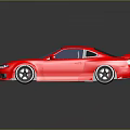 Red Two Door Sports Car With Rear Spoiler And Shiny Alloy Wheels 3D Render