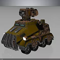 Armored Orange Military Vehicle with Turret Six Wheeled Design Front Grille and Top Equipment