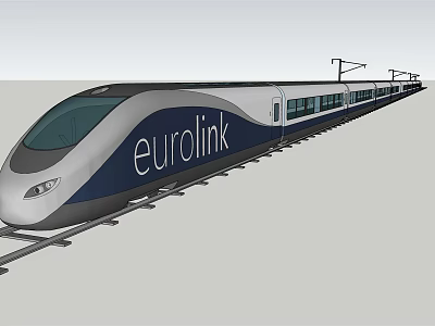 EuroLink High Speed Train With Streamlined Modern Design On Rail Tracks 3d model