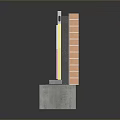 Brick Wall With Pink Panel And Gray Material On Concrete Base In Scenic Landscape