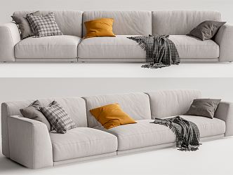 Modern three-seat sofa multiplayer sofa 3d model