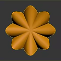 Orange Flower Shaped Decorative Object With Shiny Surface And Curved Petals On Dark Background