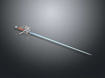 Medieval Style Sword Weapon with Decorative Hilt and Long Metallic Blade 3d model