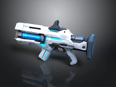 Futuristic Energy Gun With White Body And Blue Glowing Elements In Sleek Design 3d model