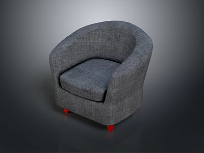 Gray Fabric Armchair With Red Casters And Comfortable Upholstered Seat 3d model