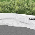 Abnormity Design Curved White Striped Landscape Wall With Greenery And Trees 3d model