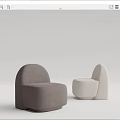 Modern Fabric Single Seater Sofas With Unique Sculptural Design In Neutral Colors