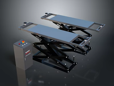 Industrial Hydraulic Scissor Lift Equipment With Double Platform And Electric Control Cabinet 3d model