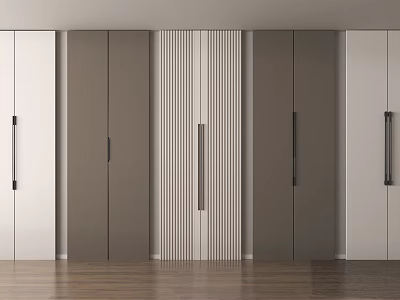 Stylish Modern Wardrobe Doors With Different Panel Designs And Handles 3d model