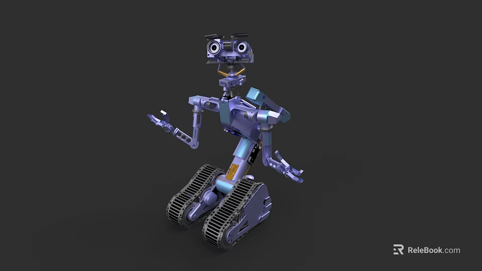 Game And Movie Robot Character With Tracked Legs And Large Mechanical Eyes 3d model 
