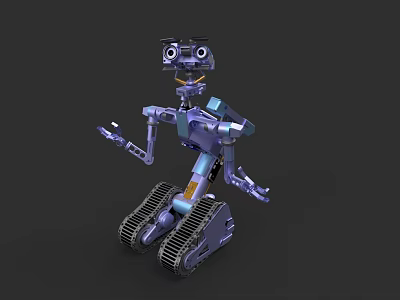 Game And Movie Robot Character With Tracked Legs And Large Mechanical Eyes 3d model