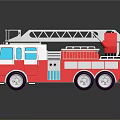 Red and white detailed fire truck model with extended ladder and shiny wheels