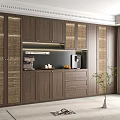 Wine Cabinet Semi-Open Display Cabinet Sideboard Metal Solid Wood 3d model
