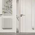 White Hinged Doors With Glass Panels In Modern Interior Featuring Sleek Design And Natural Light