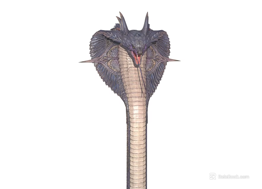 Fantasy Serpentine Game Movie Character With Hooded Head Horns And Scales 3d model 