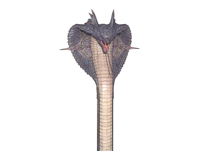 Fantasy Serpentine Game Movie Character With Hooded Head Horns And Scales 3d model