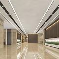 Spacious Bright Hotel Lobby Interior With Marble Floor Reception Desk Green Plants And Skylights