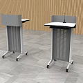 Mobile Functional Desk With Metal Frame Mesh Design And Flat Top 3d model