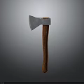 Classic Axe Weapon Design With Metal Head And Polished Wooden Handle