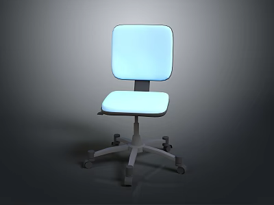 Modern Office Chair With Blue Cushioned Seat Backrest And Five Wheel Base 3d model