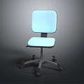 Modern Office Chair With Blue Cushioned Seat Backrest And Five Wheel Base