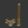Architectural Wooden Column And Decorative Base Featuring Carved Texture Details