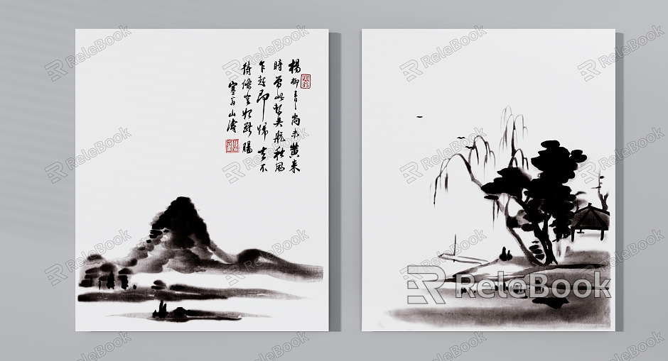 New Chinese-style Hanging Painting Wu Shantao Landscape Ink and Wash model