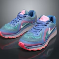 Blue and Pink Running Shoes With Mesh Upper Blue Laces Pink Tongue and Cushioned Sole