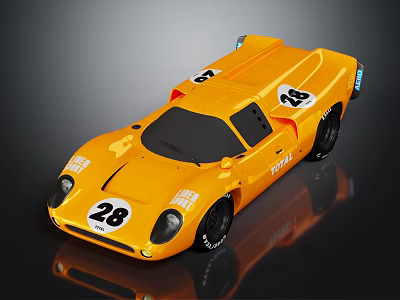 Yellow Racing Car With Number 28 And Sleek Aerodynamic Design Features 3d model