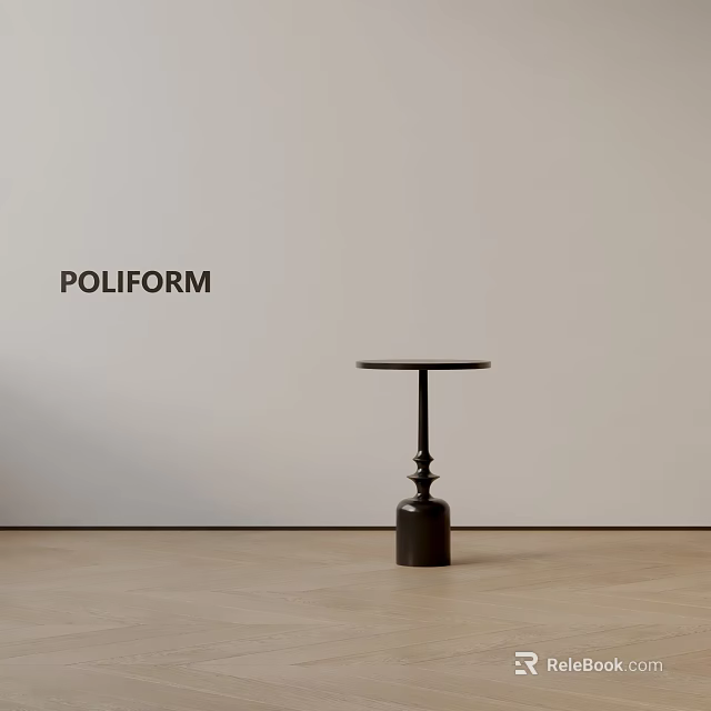Poliform Modern Black Side Table With Round Top And Designer Base 3d model