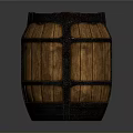 Traditional Wooden Barrel With Metal Hoops For Household Storage And Decorative Use