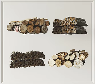 Modern firewood pile combination 3d model