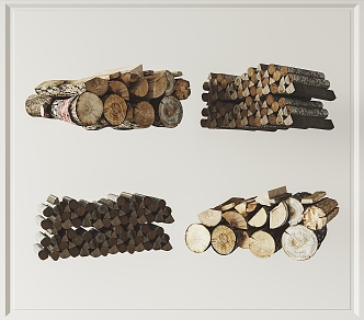 Modern firewood pile combination 3d model