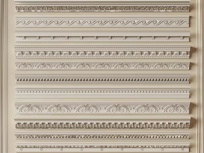 Various Elegant Gypsum Crown Molding Patterns for Interior Home Decoration 3d model