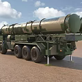 Camouflage Green Military Vehicle With Missile Launch System And Multiple Wheels On Desert Terrain
