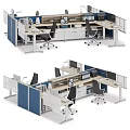 Modern Office Workstation Cubicles With Partitions Chairs Computer Monitors And File Cabinets 3d model