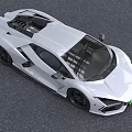 White Lamborghini Sports Car With Sleek Design Sharp Front Black Wheels And Green License Plate
